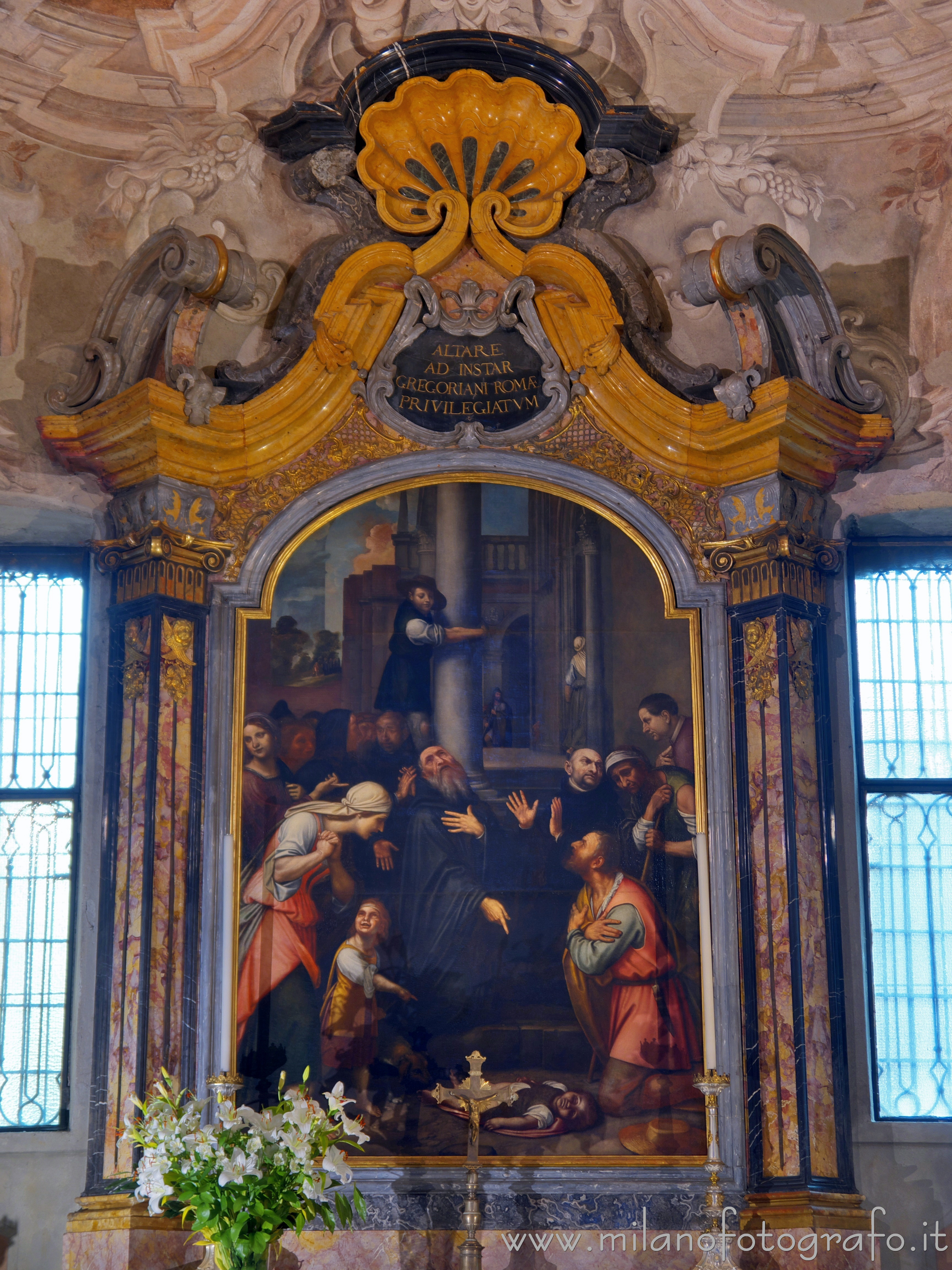 Milan (Italy) - Retable of the altar in the chapel of St. Benedict in the Basilica of San Simpliciano